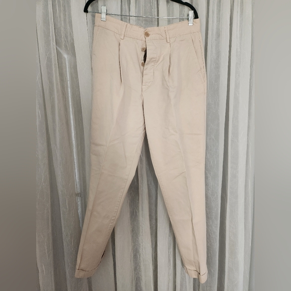 Unis Men's Classic Ivory Cuffed Hem  Chinos/Khakis Size 34. 4 Button Closure EUC - Picture 1 of 9